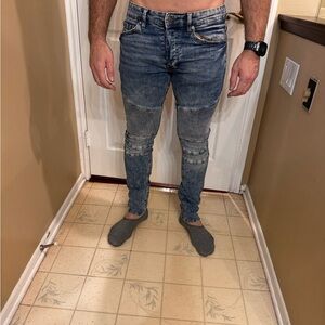 H&M Men's Distressed Skinny Jeans - Blue